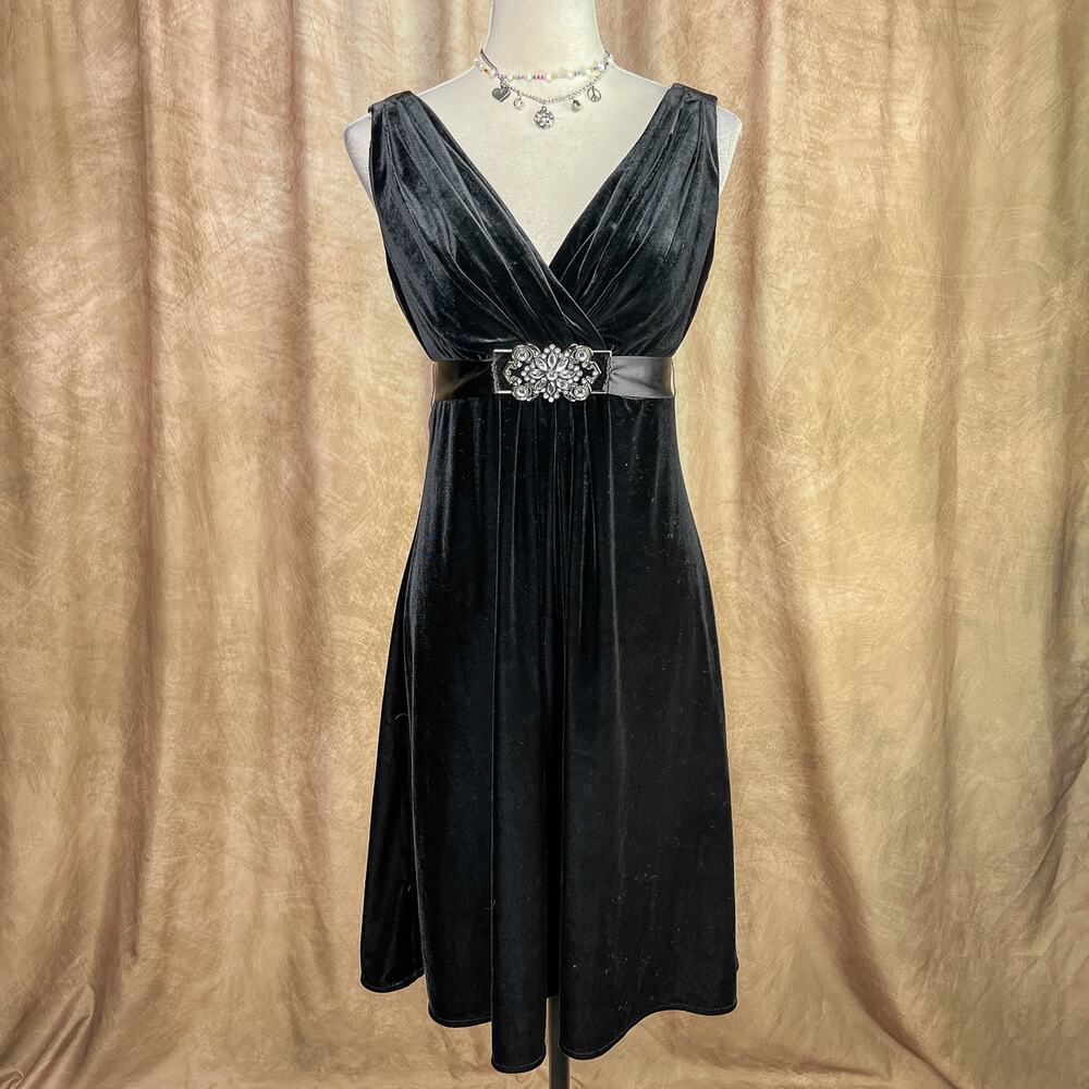 Y2K Velour Party Dress Vintage 2000s Black Midi Sleeveless Formal Prom Goth
